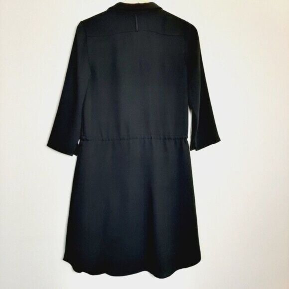 BABATON / Aritzia Shirt Dress Long Sleeve Waist Drawstring Black Sz XS Flawed - Picture 10 of 16